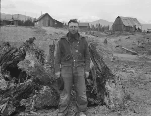 Yard Gallery: Mennonite farmer, formerly wheat farmer in Kansas... Boundary County, Idaho, 1939