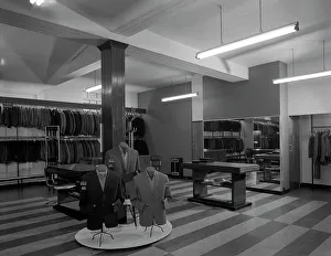 Clothes Shop Prints: Mens clothes shop interior, Alexandre of Oxford Street, Mexborough, South Yorkshire, 1963