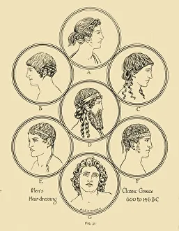 Mens Hair-dressing - Classic Greece 600 to 146 B.C, 1924. Creator: Herbert Norris Mens Hair-dressing - Classic Greece 600 to 146 B.C, 1924. Creator: Herbert Norris