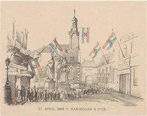 Menu card with flags, 27 April 1889. Creator: Theo van Hoytema
