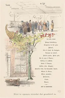 Hoytema Theo Van Prints: Menu card for the Leidsche Spaarbank, 1889 or earlier. Creator: Theo van Hoytema