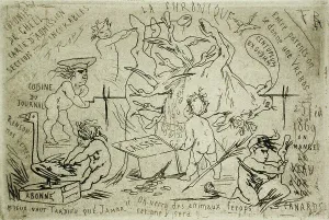 Menu du diner de la Chronique, 1869. Creator: Félicien Rops