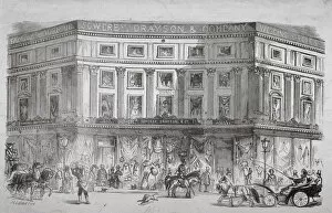 Retail Gallery: Mercers shop, Regent Circus, Westminster, London, c1850. Artist: H Leighton