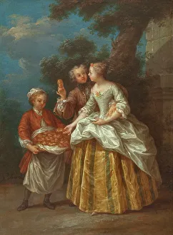 The merchant of échaudés (boiled dough pastry), c1745. Creator: Jean-Baptiste Lebel