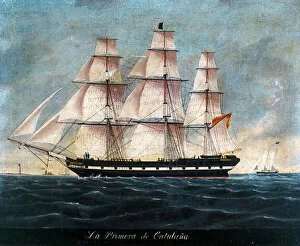 Catalunya Collection: Merchant frigate named La Primera de Catalunya, beginning of 19th century