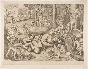 Bruegel Prints: The Merchant Robbed by Monkeys, 1562. Creators: Pieter van der Heyden