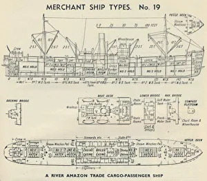River Amazon Prints: Merchant Ship Types. No. 19 - A River Amazon Trade Cargo-Passenger Ship, 1937