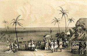 Images Dated 29th September 2007: The merchants of Calicut seized and chained to a barren rock by order of Tippoo Saib, (1847)