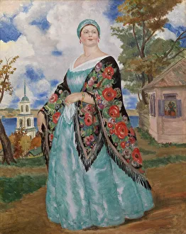 Kustodiev Gallery: Merchants Wife, 1923. Artist: Kustodiev, Boris Michaylovich (1878-1927)