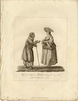 Cheesefare Week Collection: Merchants wife wuth Nurse during Fasching, 1833. Artist: Anonymous