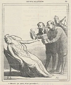 Medicines Prints: Merci, je sors d'en prendre, 19th century. Creator: Honore Daumier