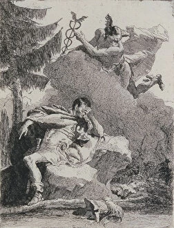 Aeneas Collection: Mercury Appears to Aeneas in a Dream, 1757. Creator: Giovanni Domenico Tiepolo