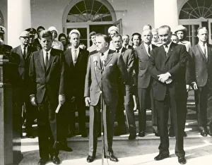 Astronauts Gallery: Mercury Astronauts Receiving the Collier Trophy, White House, Washington, USA, 1963