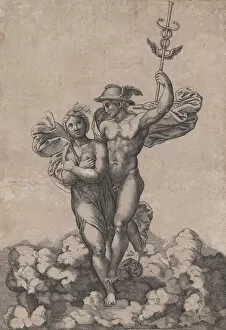 Raffaello Sanzio Da Urbino Gallery: Mercury carrying Psyche to Olympus, after Raphaels composition in the Villa Farnes