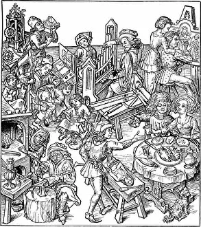 Carver Gallery: Mercury and His Children. Illustration from the Housebook, 1480s. Artist: Master of the Housebook