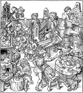 Planets Prints: Mercury and His Children. Illustration from the Housebook