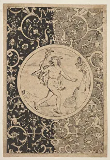 Adriaen Collaert Gallery: Mercury in a Decorative Frame with Grotesques, ca. 1600-1630. Creator: Unknown