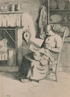 Darning Prints: Mercy at Her Work, c1916. Artist: William Strang