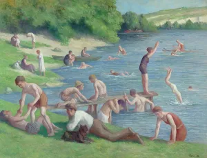 Colourfulness Prints: Mericourt, bathers and divers, 1936. Creator: Luce, Maximilien (1858-1941)