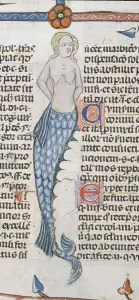 Topless Prints: A mermaid, 1300-1340. Creator: Unknown