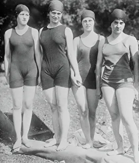Swimming Cap Prints: Mermaid Club - Philadelphia, between c1910 and c1915. Creator: Bain News Service