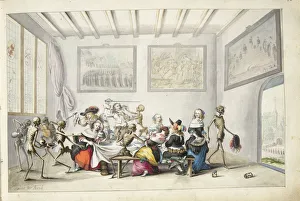 Ter Borch Prints: Merry company surprised by death, 1660