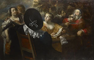 Amorous Gallery: The merry company (The Five Senses), Mid of 17th cen.. Creator: Cossiers, Jan (1600-1671)