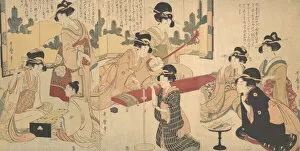 Triptych Of Polychrome Woodblock Prints Gallery: A Merry Evening Party, ca. 1805. Creator: Kitagawa Utamaro