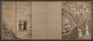 Folding Screens Prints: Merry-making under aronia blossoms