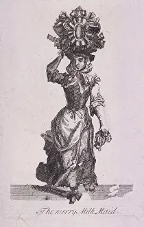 Marcellus Laroon Prints: The Merry Milk Maid, Cries of London, (c1688?)