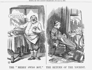Money Bag Prints: The Merry Swiss Boy The Return of the Tourist, 1865. Artist: John Tenniel