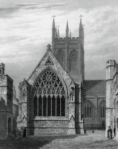 Merton College Prints: Merton College Chapel, from the quadrangle, Oxford, 1834. Artist: John Le Keux