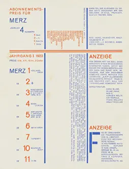 Dada Prints: Merz 8-9. Nasci. 1924. Creator: Schwitters, Kurt (1887-1948)