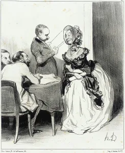 Sexism Prints: Messieurs, je viens offrir à votre journal... 1844. Creator: Honore Daumier