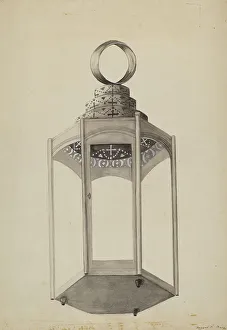Metal And Glass Prints: Metal Lantern, c. 1936. Creator: Margaret K. Moore