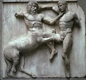 Metope of a Centaur and Lapith from the Parthenon