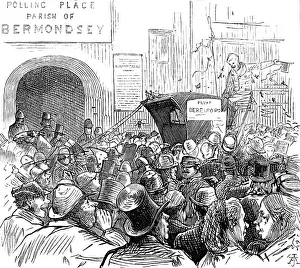 Taxi Driver Prints: Metropolitan Boroughs election sketches: a martyr in the cause, 1874. Creator: Unknown