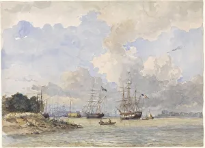 The Meuse at Rotterdam, with an American and Swedish ship, 1834-1893. Creator: Willem Antonie van Deventer