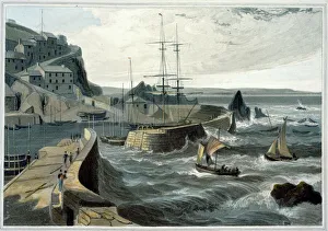 Waves Prints: Mevagissey, Cornwall, 1825. Artist: William Daniell