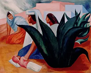 Sitting On Ground Prints: Mexican Pueblo, 1932. Creator: Jose Clemente Orozco