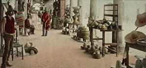 Photochrom Print Prints: Mexico, portales of market, Aguas Calientes