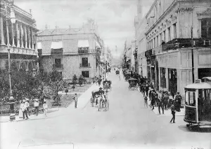 Mexico - Street Scene In Mexico City, 1911. Creator: Harris & Ewing. Mexico - Street Scene In Mexico City, 1911. Creator: Harris & Ewing