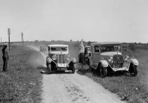 Kitty Prints: MG 18 / 80 of Mrs R Gough and Bianchi of Kitty Brunell at the B&HMC Brighton Motor Rally
