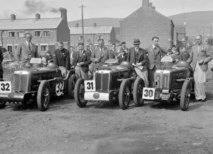 Belfast Gallery: Three MG C type Midgets at the RAC TT Race, Ards Circuit, Belfast, 1932. Artist: Bill Brunell