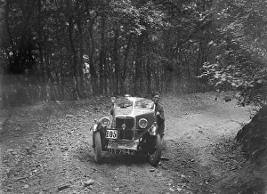 MG M type taking part in the B&HMC Brighton-Beer Trial, Fingle Bridge Hill, Devon, 1934