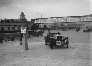 MG Magnette competing in the JCC Rally, Brooklands, Surrey, 1939. Artist: Bill Brunell