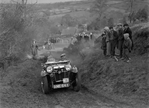 MG PA of JH Clent competing in the MG Car Club Midland Centre Trial, 1938. Artist: Bill Brunell