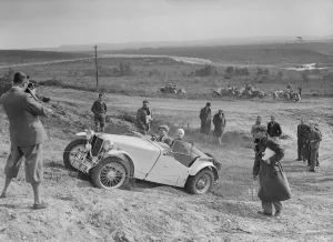 Motor Racing Team Prints: MG TA of the Cream Cracker Team competing in the Great Weat Motor Club Trial, 1938