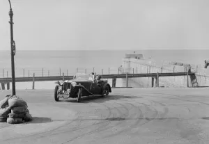 Cornish Gallery: MG TA of FG Cornish competing in the RAC Rally, Madeira Drive, Brighton, 1939. Artist: Bill Brunell