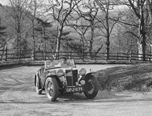 Bend Gallery: MG TA of FW Ellis competing in the RAC Rally, 1939. Artist: Bill Brunell